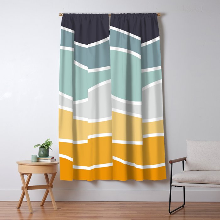 Colorful summery retro style waves Window Curtain Gallery Image 5
