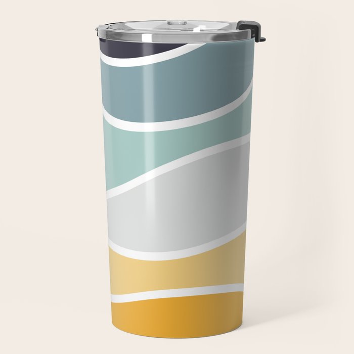 Colorful summery retro style waves Travel Mug Gallery Image 2