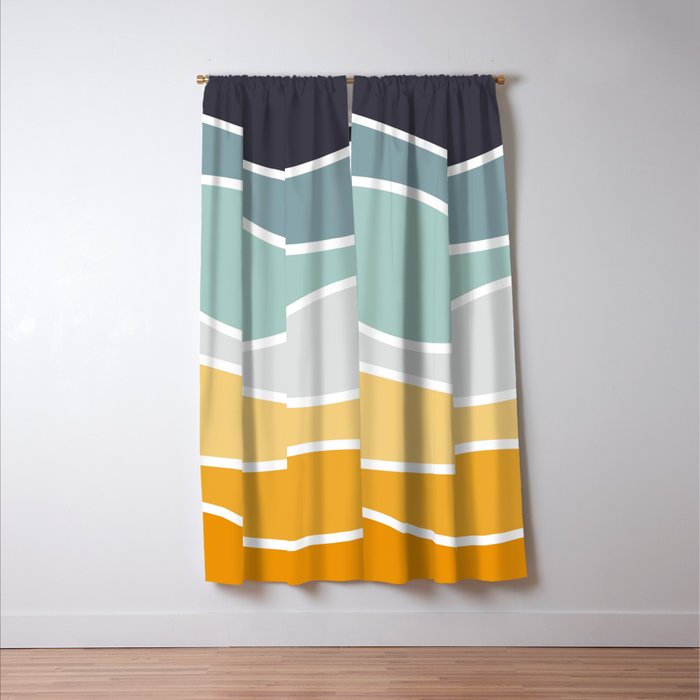 Colorful summery retro style waves Window Curtain Gallery Image 3