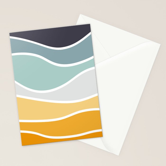 Colorful summery retro style waves Stationery Card Gallery Image 2