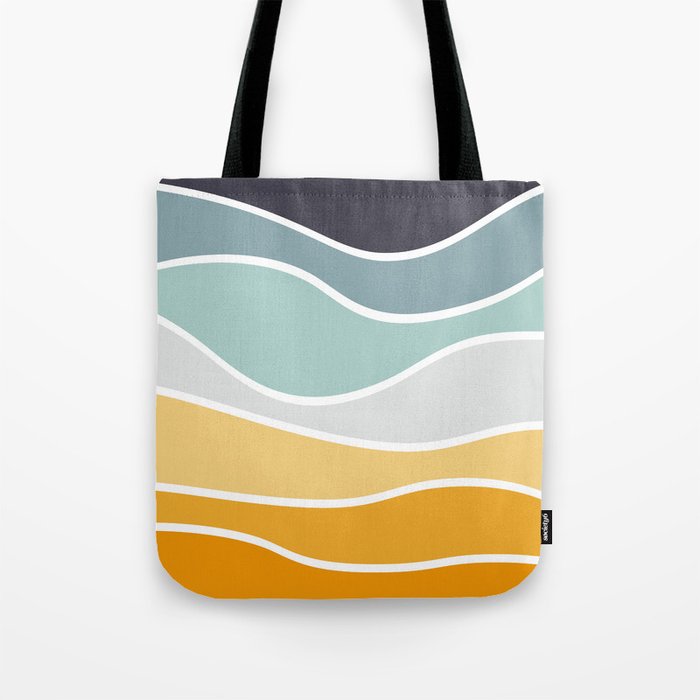 Colorful summery retro style waves Tote Bag Gallery Image 1