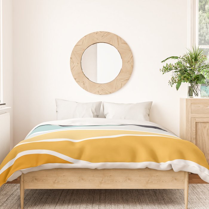 Colorful summery retro style waves Duvet Cover Gallery Image 3