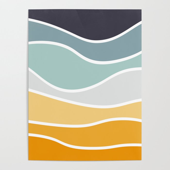 Colorful summery retro style waves Poster Gallery Image 4