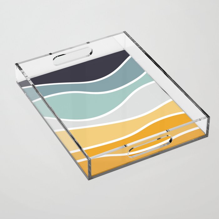 Colorful summery retro style waves Acrylic Tray Gallery Image 1