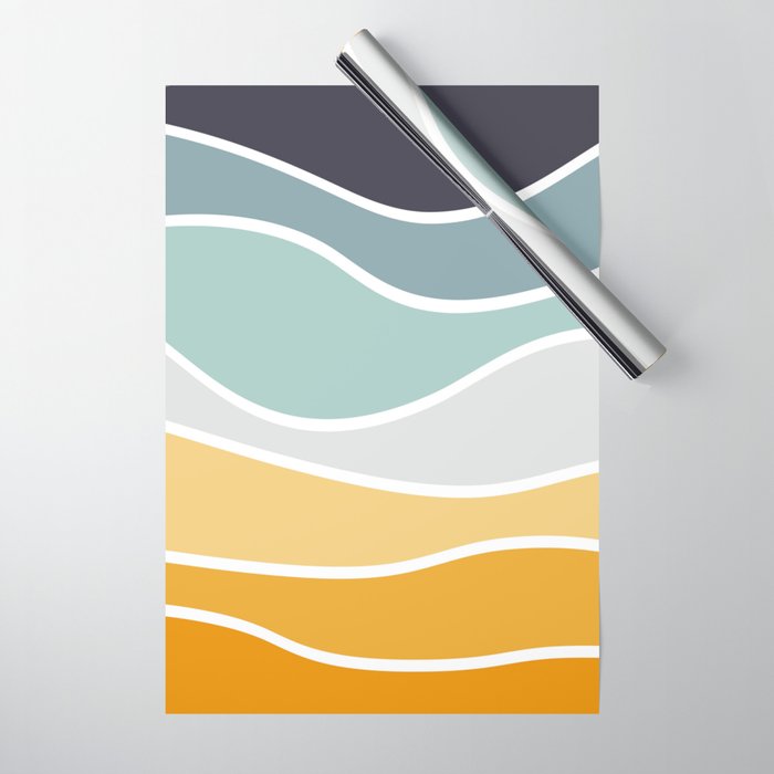 Colorful summery retro style waves Wrapping Paper Gallery Image 1