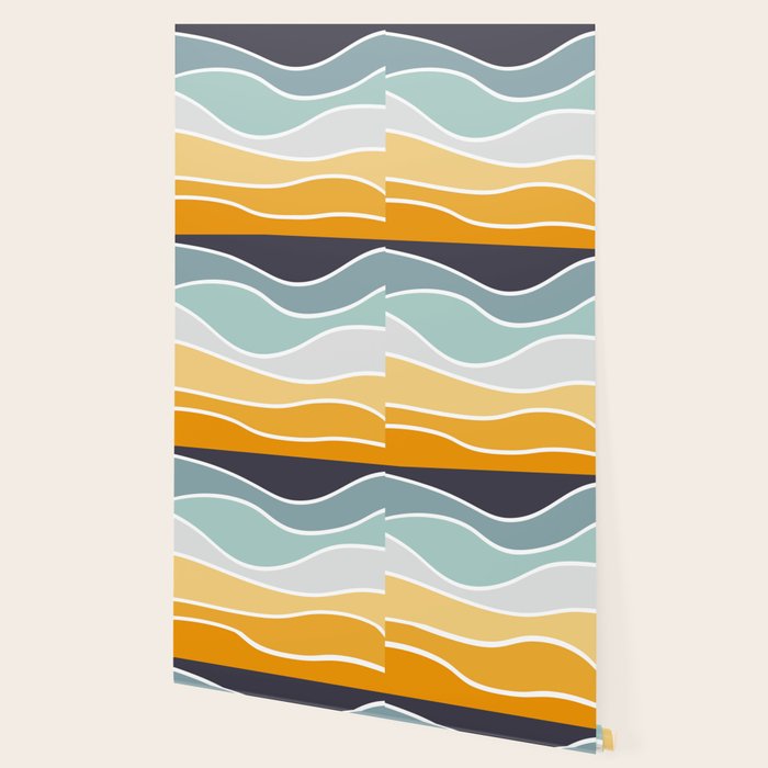 Colorful summery retro style waves Wallpaper Gallery Image 2