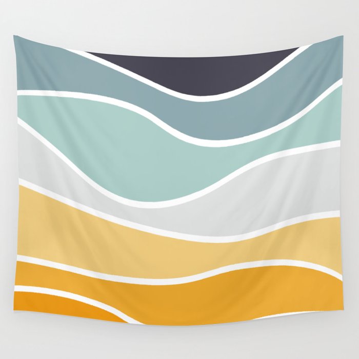 Colorful summery retro style waves Wall Tapestry Gallery Image 4
