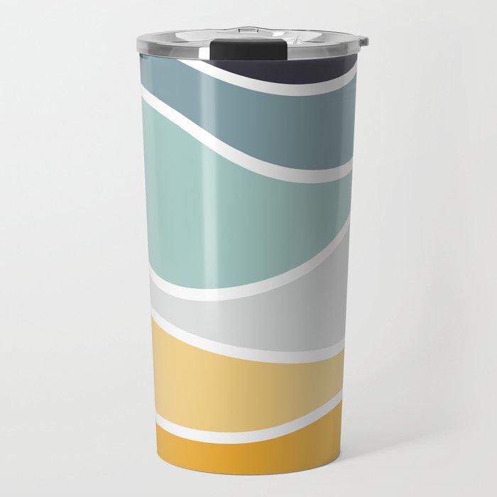 Colorful summery retro style waves Travel Mug Gallery Image 1