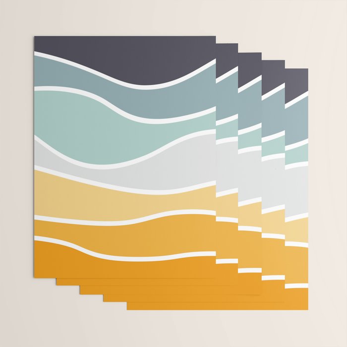 Colorful summery retro style waves Wrapping Paper Gallery Image 3