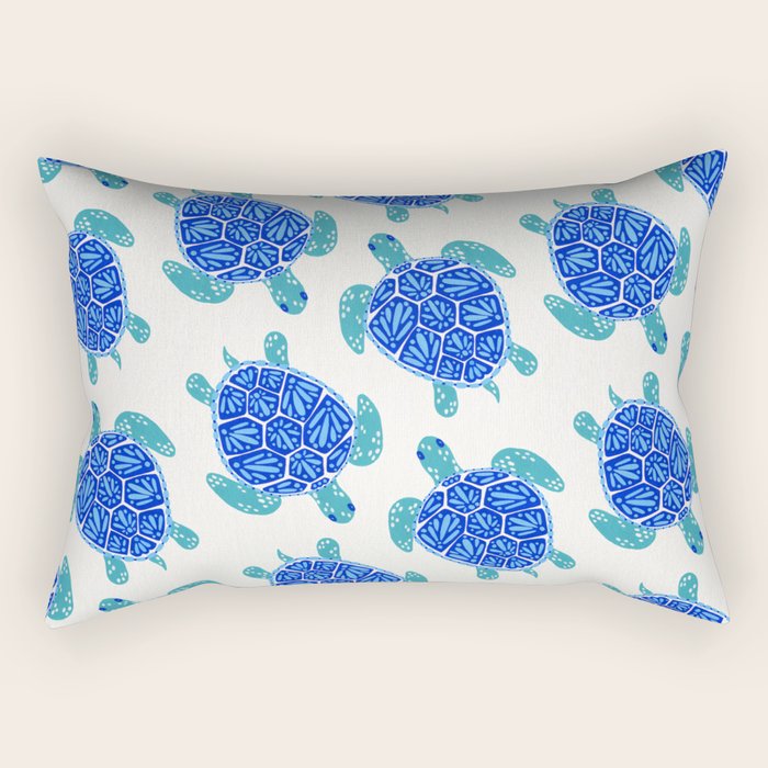 Sea Turtle - Blue Palette Rectangular Pillow Gallery Image 2