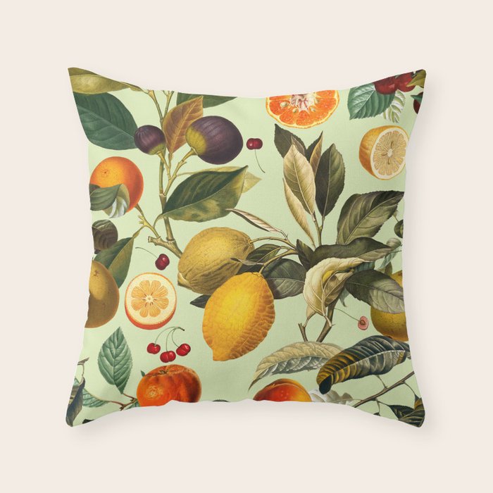 Vintage Fruit Pattern XIII Throw Pillow Gallery Image 1
