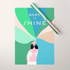 Rise and Shine! Girl Power Rainbow Hair Wrapping Paper Gallery Image 1