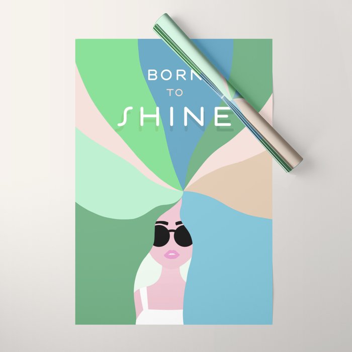 Rise and Shine! Girl Power Rainbow Hair Wrapping Paper Gallery Image 1