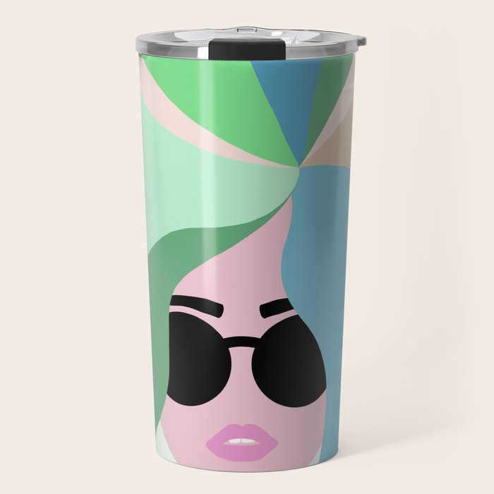 Rise and Shine! Girl Power Rainbow Hair Travel Mug Gallery Image 1