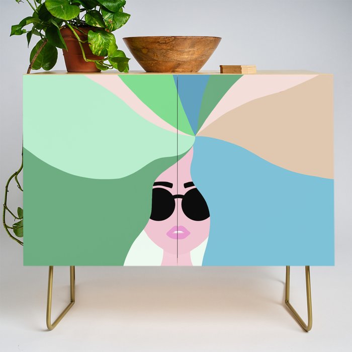 Rise and Shine! Girl Power Rainbow Hair Credenza Gallery Image 1