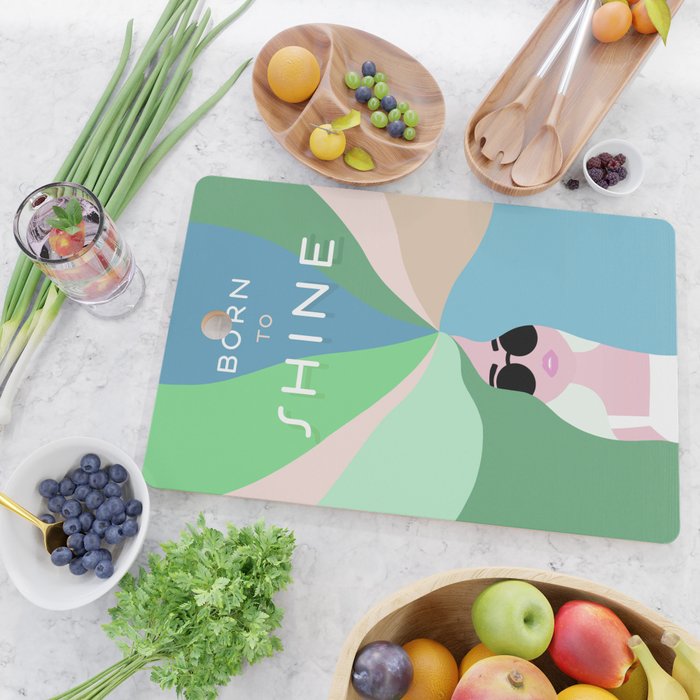 Rise and Shine! Girl Power Rainbow Hair Cutting Board Gallery Image 2
