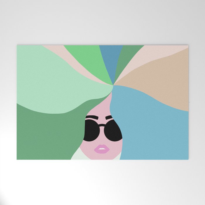 Rise and Shine! Girl Power Rainbow Hair Welcome Mat Gallery Image 1