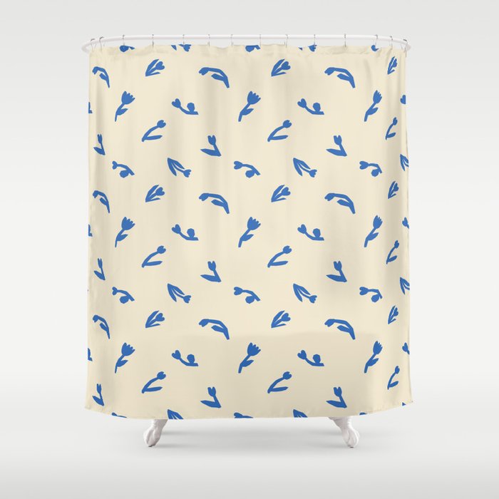 Abstract blue flower art pattern Shower Curtain Gallery Image 1