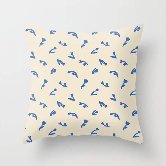 Abstract blue flower art pattern Throw Pillow Gallery Image 6
