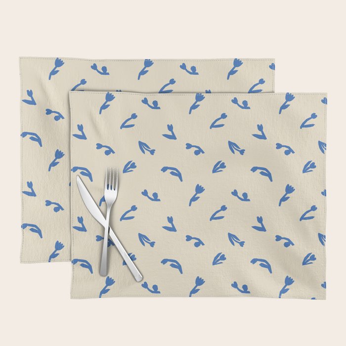 Abstract blue flower art pattern Placemat Gallery Image 1