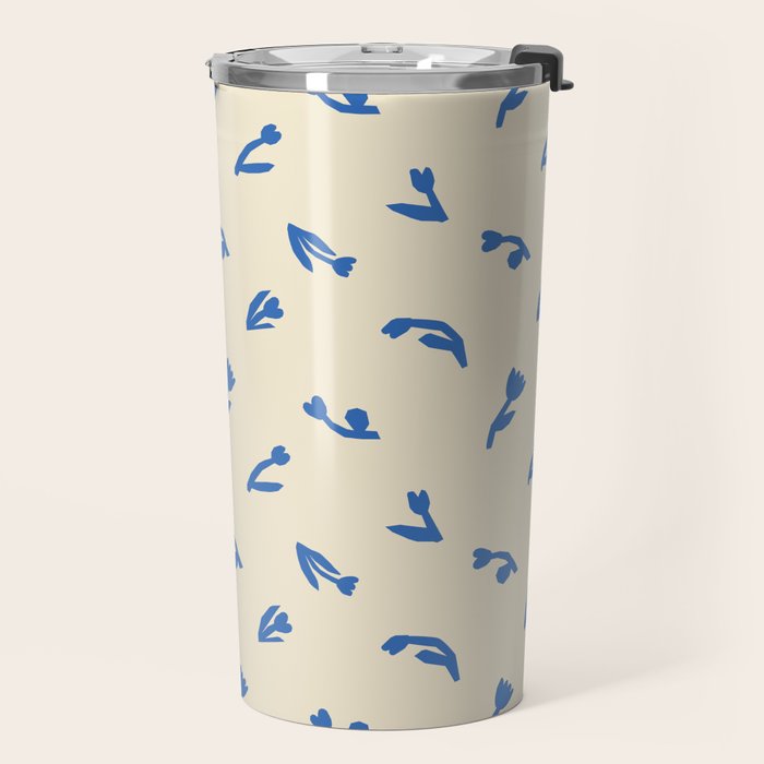 Abstract blue flower art pattern Travel Mug Gallery Image 2