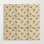 Abstract blue flower art pattern Wood Wall Art Gallery Image 1