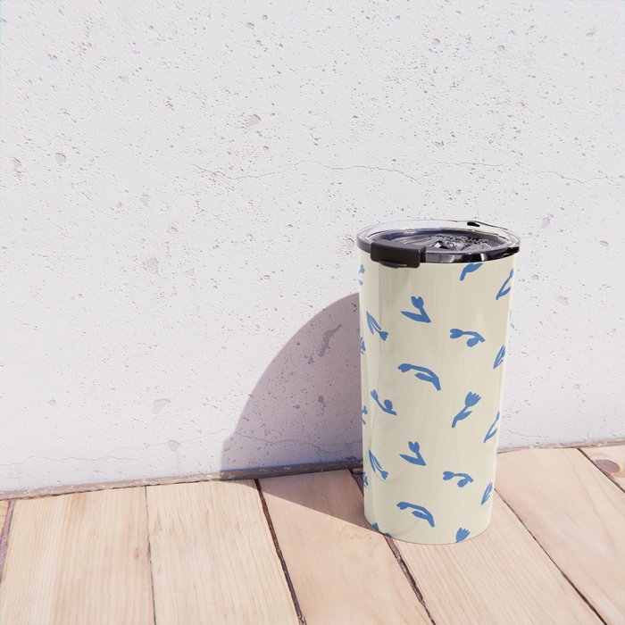 Abstract blue flower art pattern Travel Mug Gallery Image 4