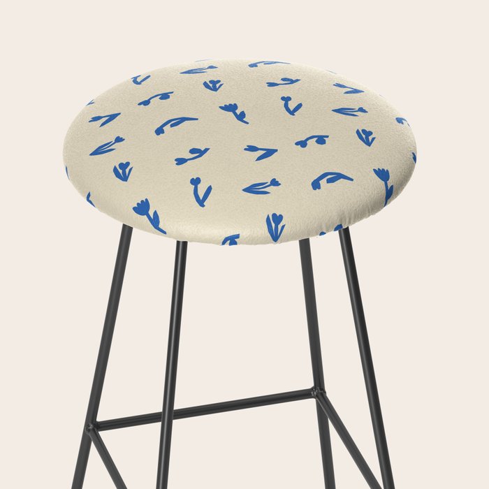 Abstract blue flower art pattern Stool Gallery Image 2