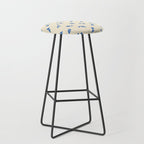 Abstract blue flower art pattern Stool Gallery Image 1