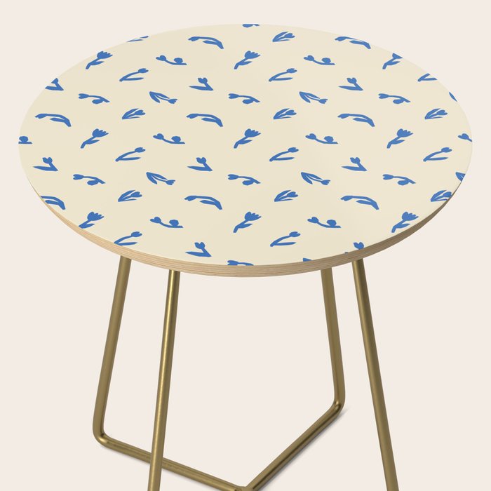 Abstract blue flower art pattern Side Table Gallery Image 2