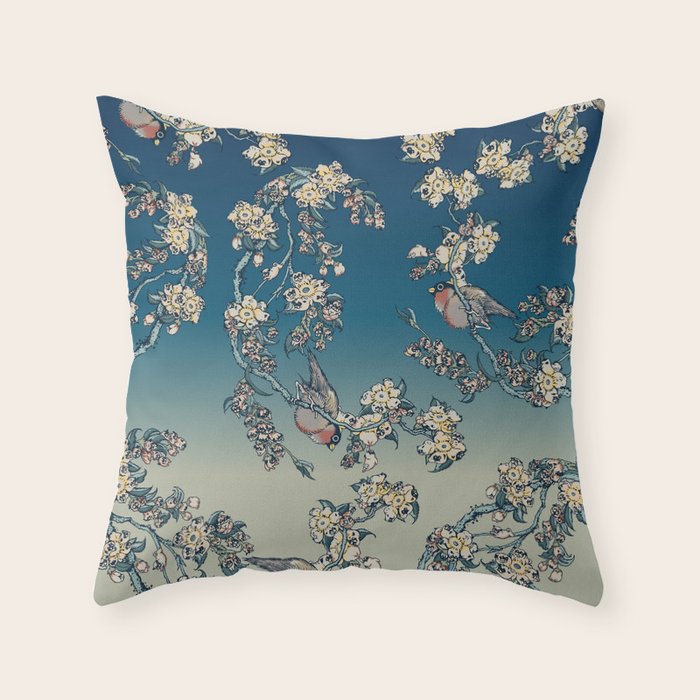 Bullfinch and Pug Cherry Throw Pillow Gallery Image 1