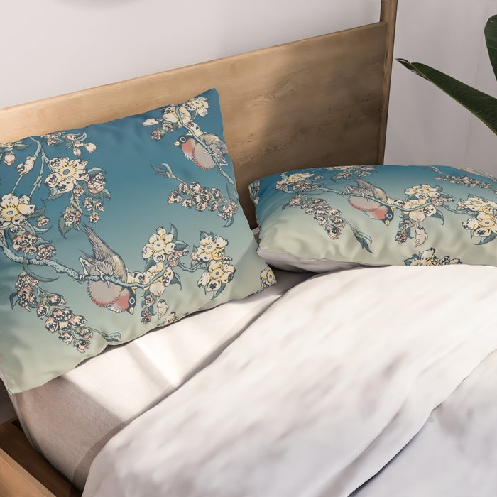 Bullfinch and Pug Cherry Pillow Sham Gallery Image 2