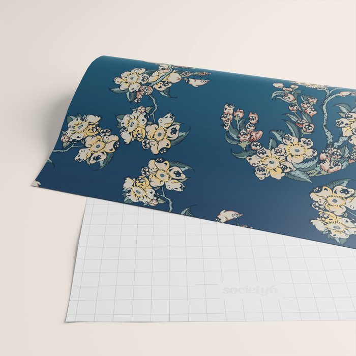 Bullfinch and Pug Cherry Wrapping Paper Gallery Image 2