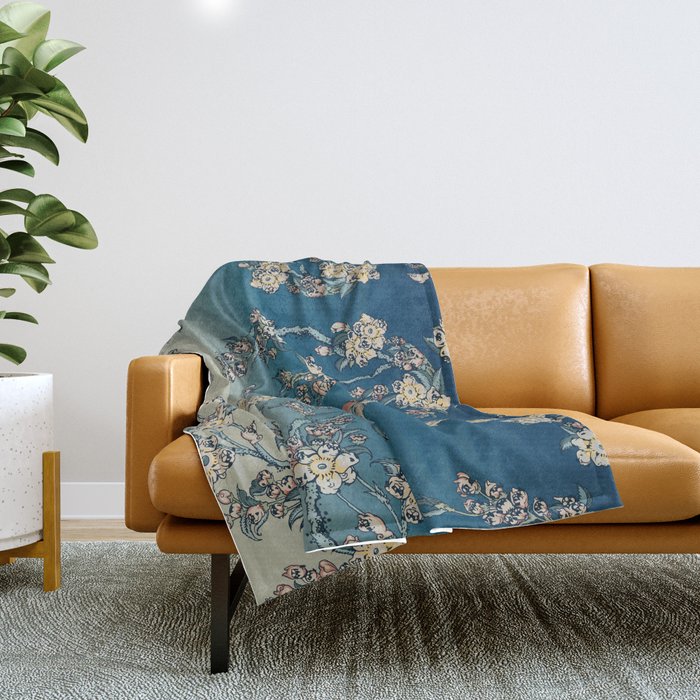 Bullfinch and Pug Cherry Throw Blanket Gallery Image 1