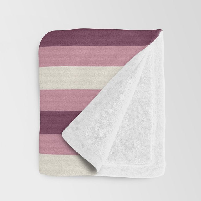 Bold Burgundy and Pink Striped Pattern Throw Blanket Gallery Image 3