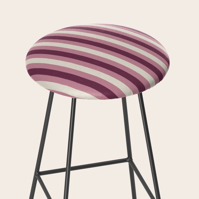 Bold Burgundy and Pink Striped Pattern Stool Gallery Image 2