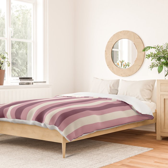Bold Burgundy and Pink Striped Pattern Duvet Cover Gallery Image 2