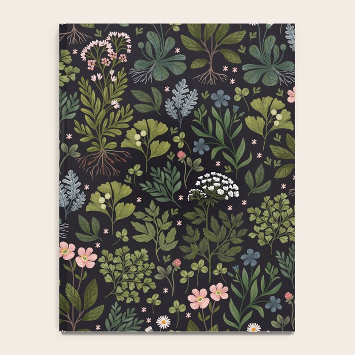 Herbarium ~ vintage inspired botanical art print ~ black Notebook Gallery Image 4