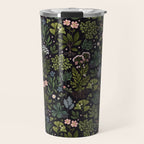 Herbarium ~ vintage inspired botanical art print ~ black Travel Mug Gallery Image 1