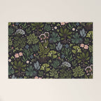 Herbarium ~ vintage inspired botanical art print ~ black Welcome Mat Gallery Image 1