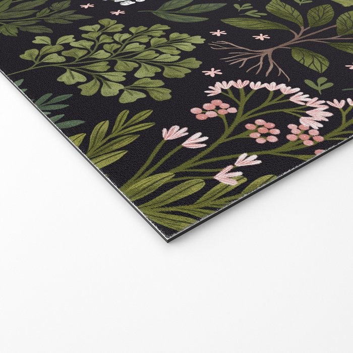 Herbarium ~ vintage inspired botanical art print ~ black Welcome Mat Gallery Image 2