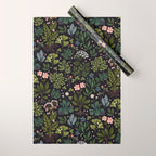Herbarium ~ vintage inspired botanical art print ~ black Wrapping Paper Gallery Image 1