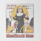 Nunchuck Nun Throw Blanket Gallery Image 2