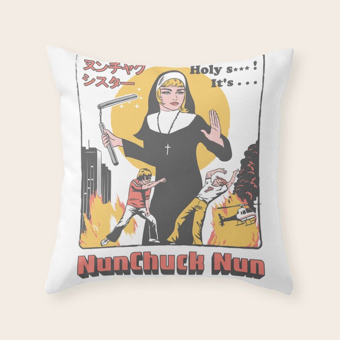 Nunchuck Nun Throw Pillow Gallery Image 6