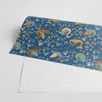Dragons and Flowers on Classic Blue Wrapping Paper Gallery Image 2