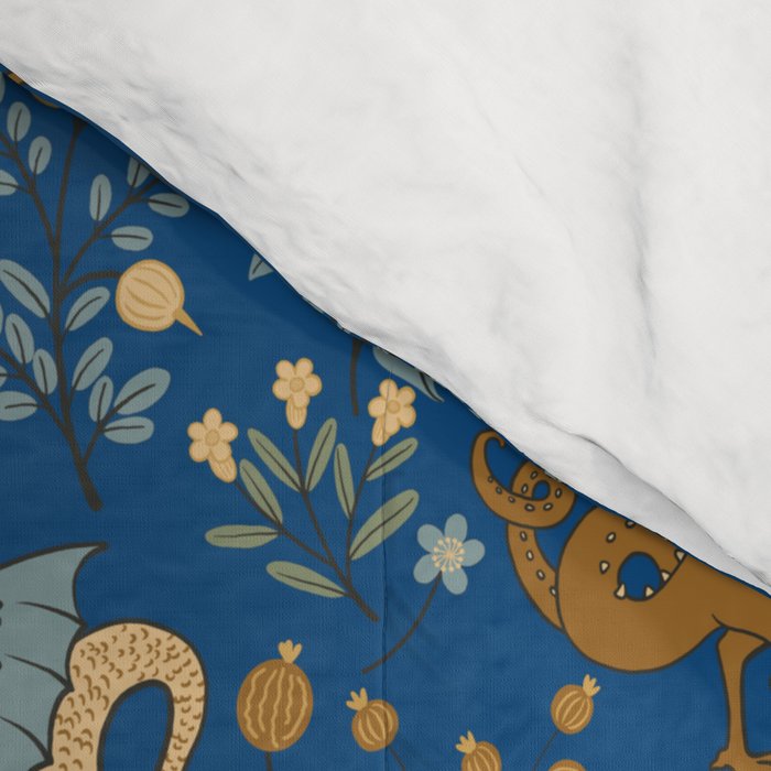 Dragons and Flowers on Classic Blue Comforter Gallery Image 4