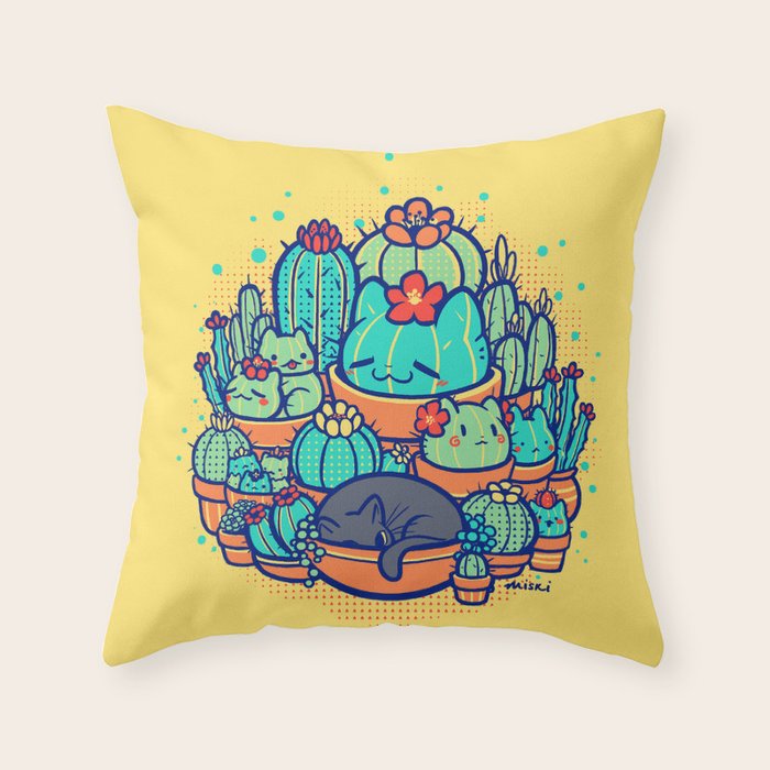 Catcus Patch Throw Pillow Gallery Image 1