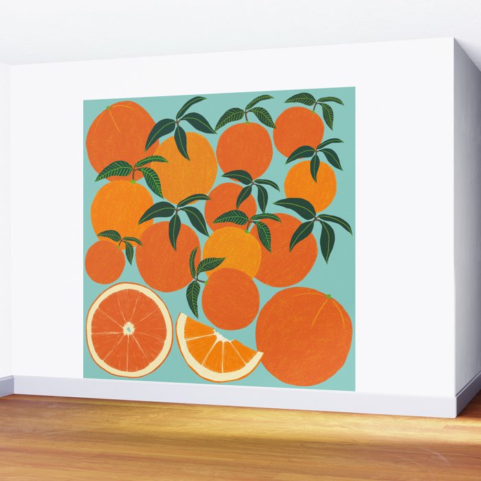 Orange Harvest - Blue Wall Mural Gallery Image 2