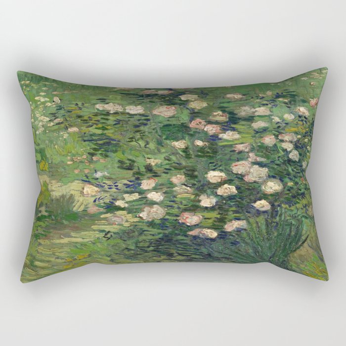 Vincent Van Gogh,Blooming Rose Bush Rectangular Pillow Gallery Image 2