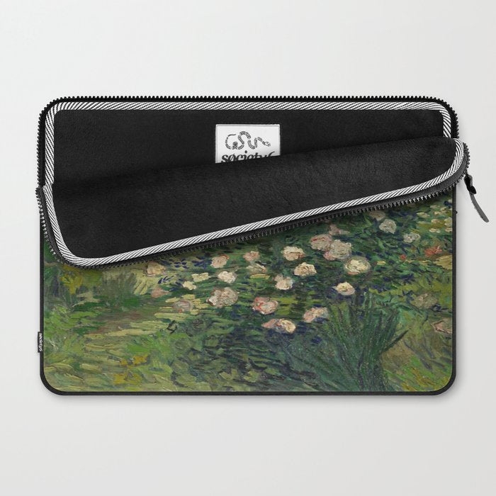 Vincent Van Gogh,Blooming Rose Bush Laptop Sleeve Gallery Image 2
